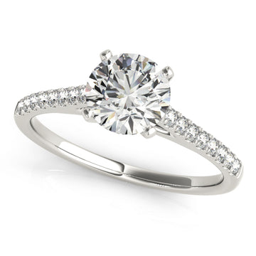 Silver Single Row Engagement Ring Prong Set